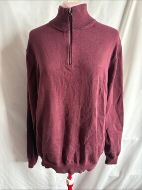 Amazon Essentials Men's Zip Mock Neck Sweater - Wine